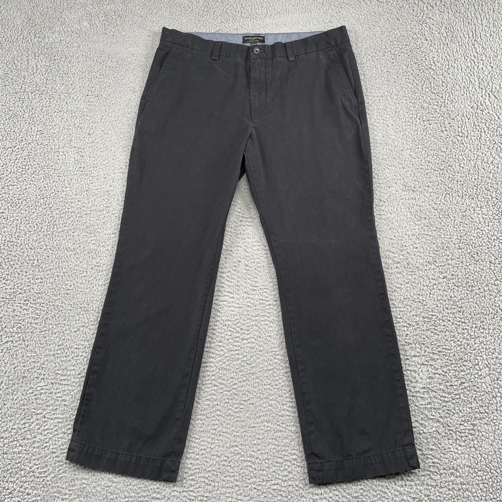 Banana Republic Pants Mens 36x30 Black Aiden Chino Slim Fit Cotton Trousers